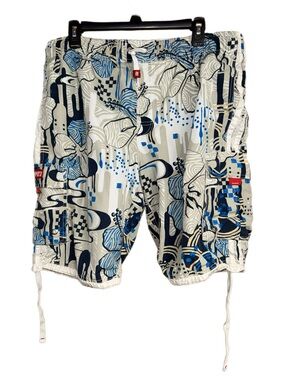 B. Split Men’s Abstract Swim Shorts - Drawstring Waist Mesh Lined‎ - Size Medium